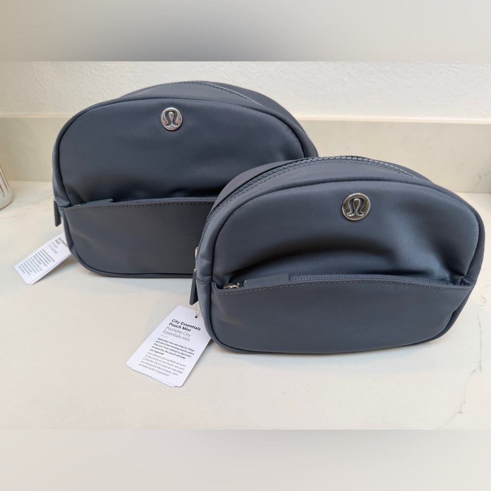 NWT Lululemon City Essential Pouch Duo in Oil Grey with Silver Hardware